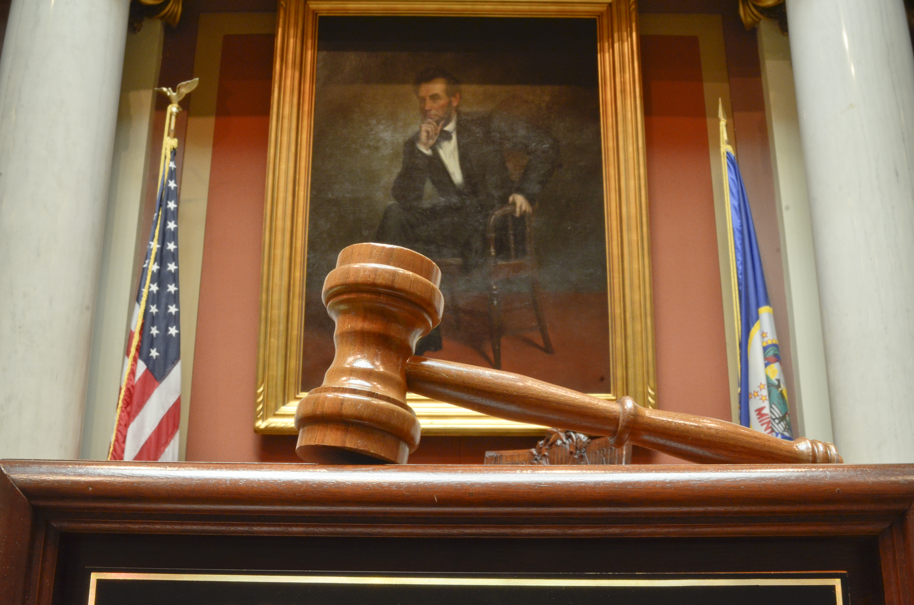 House Speaker Kurt Daudt's gavel in the House Chamber. (House Photography file photo)
